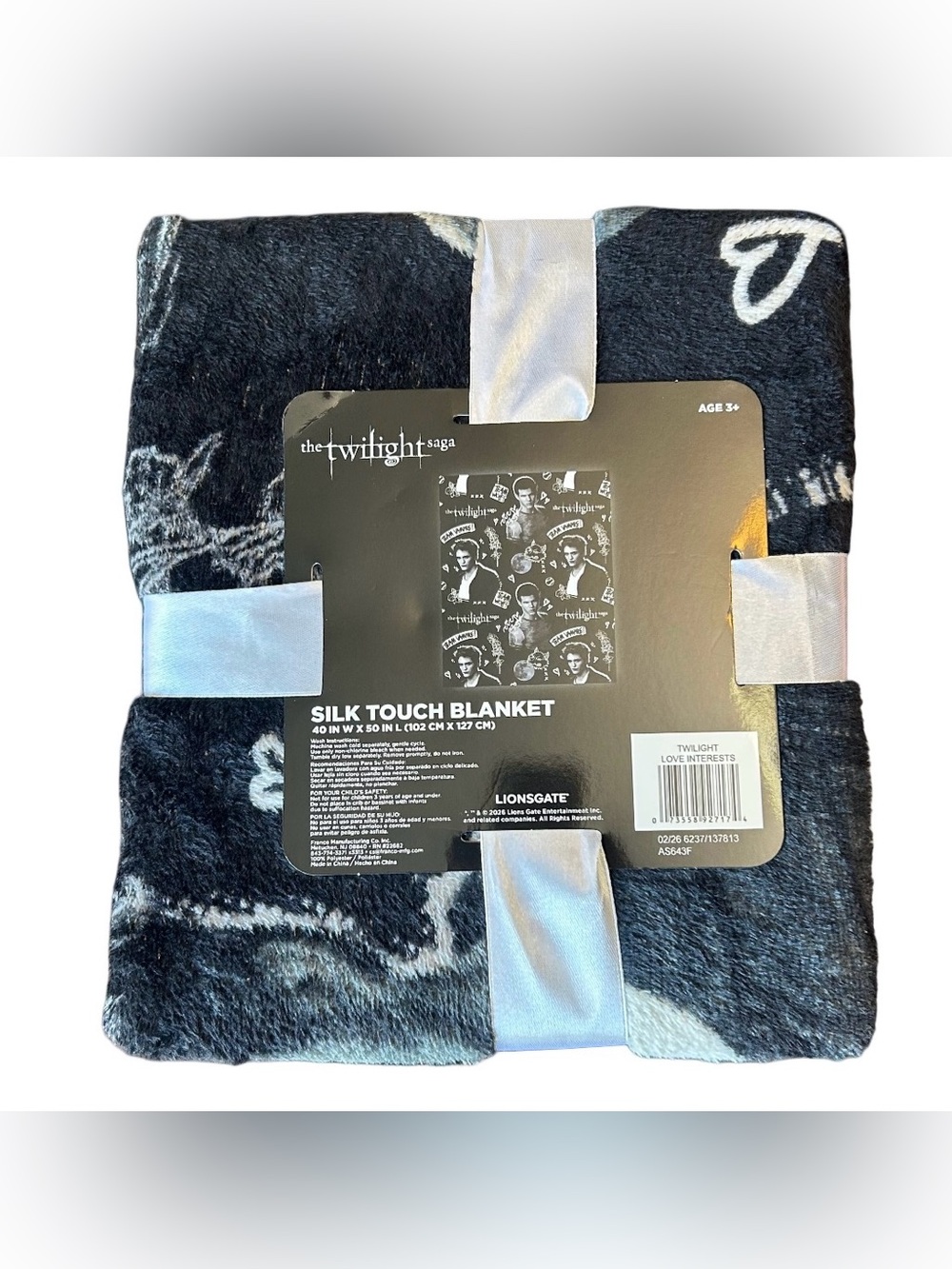 The Twilight Saga Blanket Silk Touch 40”X 50” Travel Throw Edward & Jacob NEW